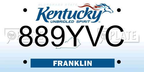 889YVC Kentucky License Plate