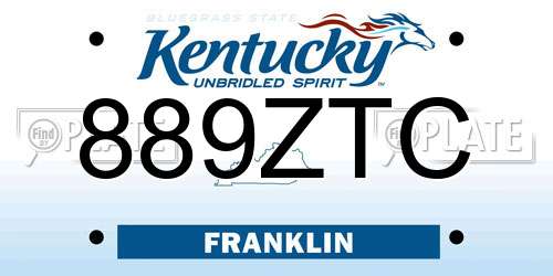 889ZTC Kentucky License Plate