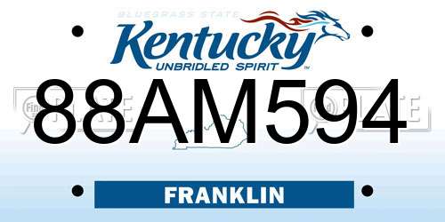 88AM594 Kentucky License Plate
