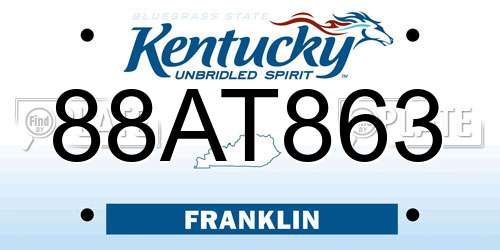 88AT863 Kentucky License Plate