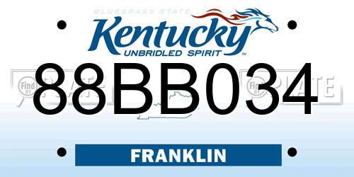 88BB034 Kentucky License Plate