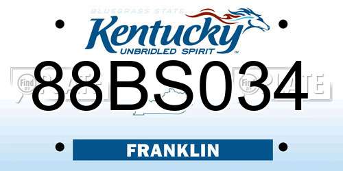 88BS034 Kentucky License Plate