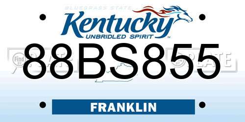 88BS855 Kentucky License Plate