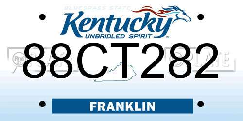 88CT282 Kentucky License Plate