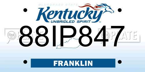 88IP847 Kentucky License Plate
