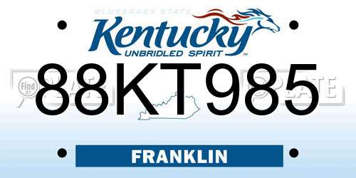 88KT985 Kentucky License Plate