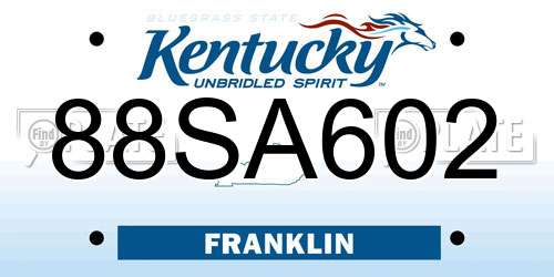 88SA602 Kentucky License Plate