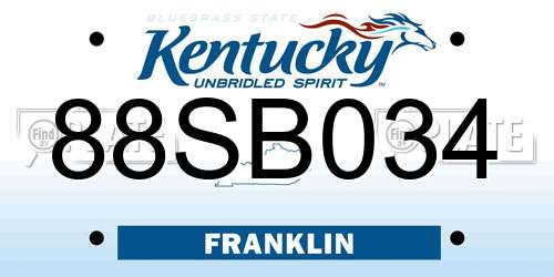88SB034 Kentucky License Plate