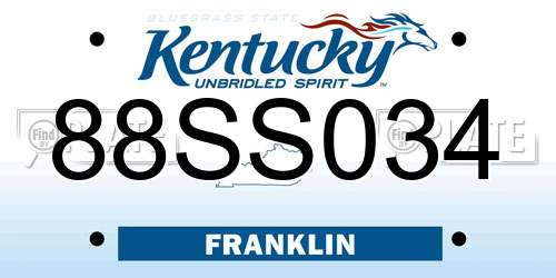 88SS034 Kentucky License Plate