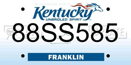 88SS585 Kentucky License Plate
