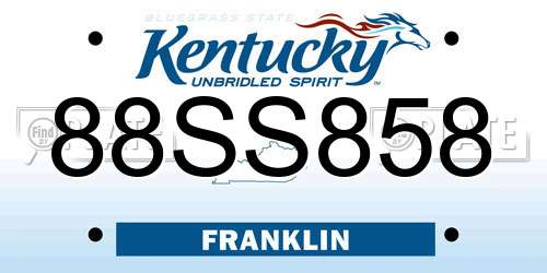 88SS858 Kentucky License Plate