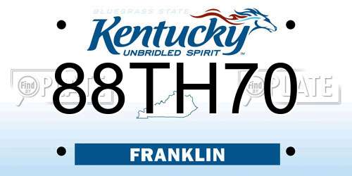88TH70 Kentucky License Plate