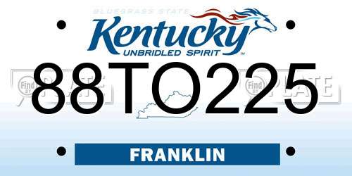 88TO225 Kentucky License Plate