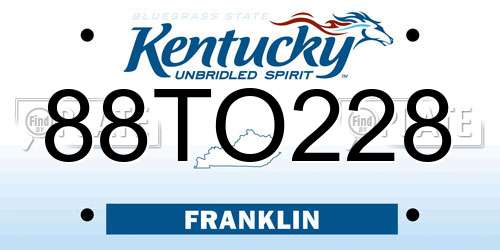 88TO228 Kentucky License Plate