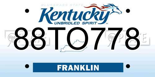 88TO778 Kentucky License Plate