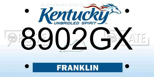8902GX Kentucky License Plate