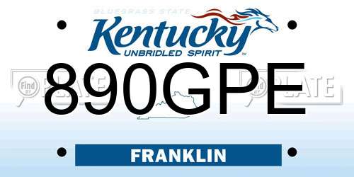 890GPE Kentucky License Plate