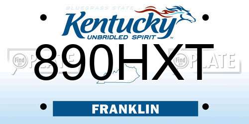 890HXT Kentucky License Plate