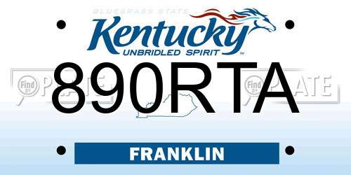 890RTA Kentucky License Plate