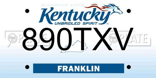 890TXV Kentucky License Plate