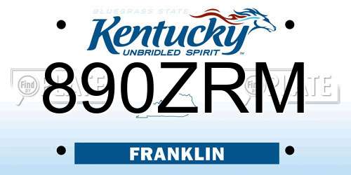 890ZRM Kentucky License Plate