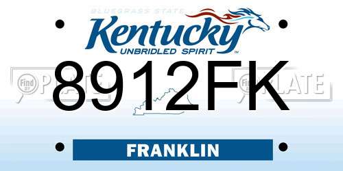 8912FK Kentucky License Plate