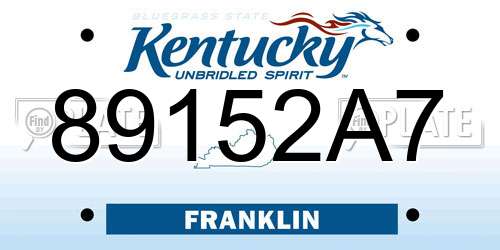 89152A7 Kentucky License Plate