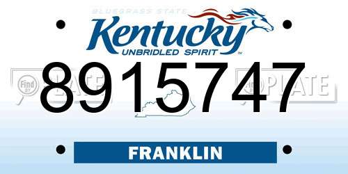 8915747 Kentucky License Plate
