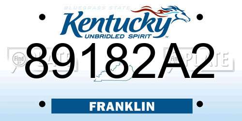 89182A2 Kentucky License Plate