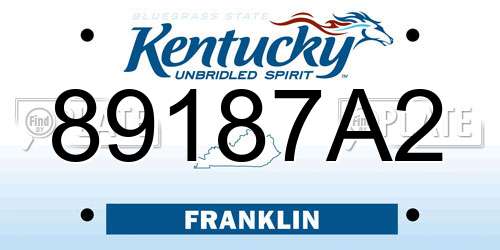 89187A2 Kentucky License Plate
