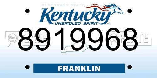 8919968 Kentucky License Plate