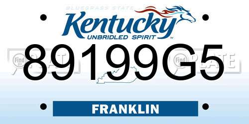 89199G5 Kentucky License Plate