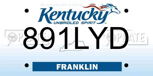 891LYD Kentucky License Plate