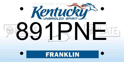 891PNE Kentucky License Plate