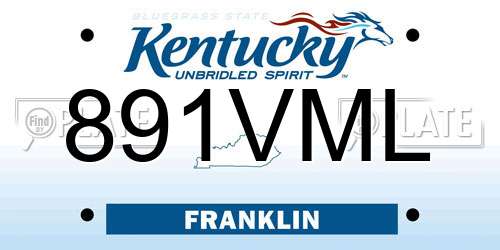 891VML Kentucky License Plate