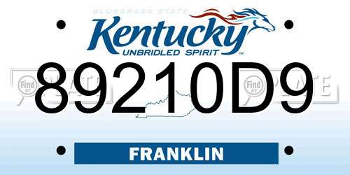 89210D9 Kentucky License Plate