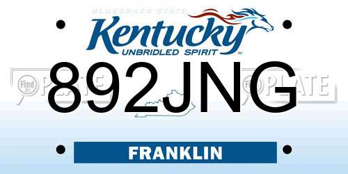 892JNG Kentucky License Plate