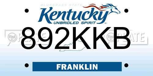 892KKB Kentucky License Plate