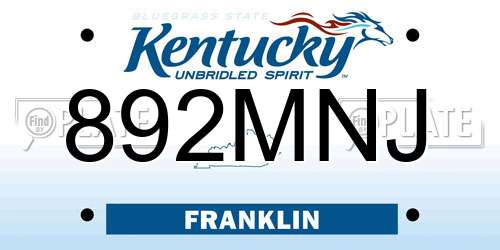 892MNJ Kentucky License Plate