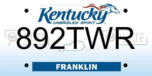892TWR Kentucky License Plate