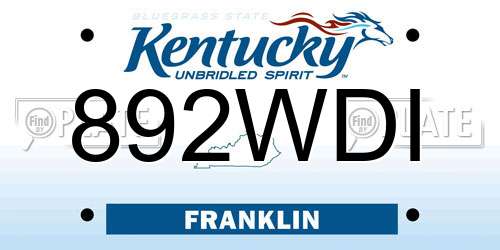 892WDI Kentucky License Plate