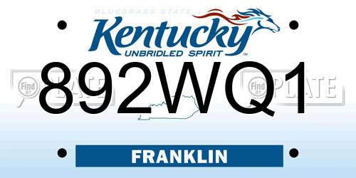 892WQ1 Kentucky License Plate