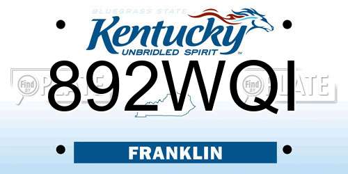 892WQI Kentucky License Plate