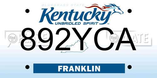 892YCA Kentucky License Plate