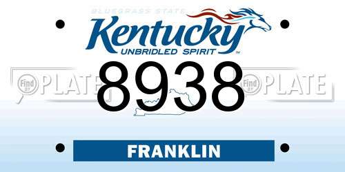 8938 Kentucky License Plate