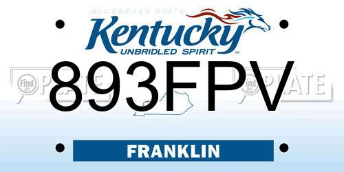 893FPV Kentucky License Plate
