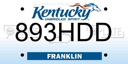 893HDD Kentucky License Plate