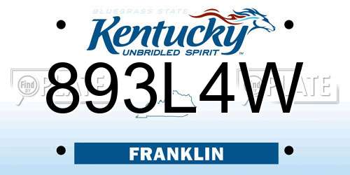 893L4W Kentucky License Plate