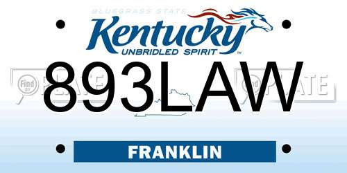 893LAW Kentucky License Plate