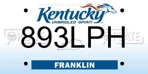 893LPH Kentucky License Plate